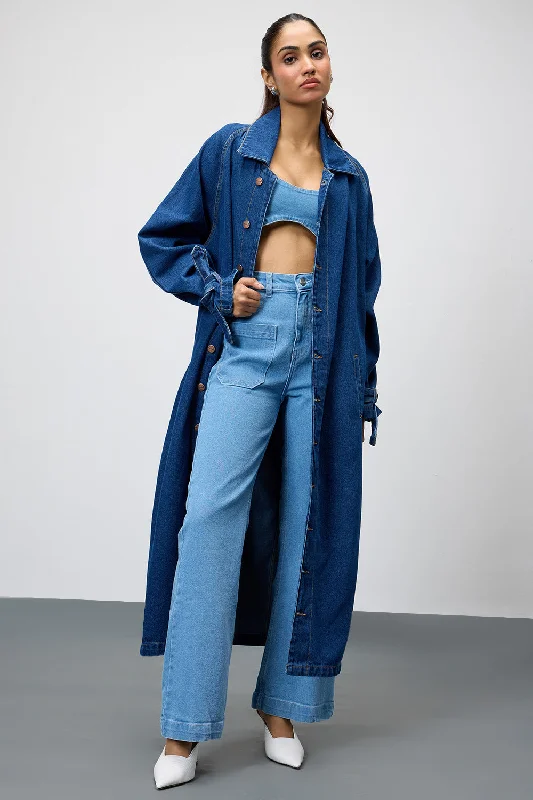 Midnight Majesty Denim Trench Coat