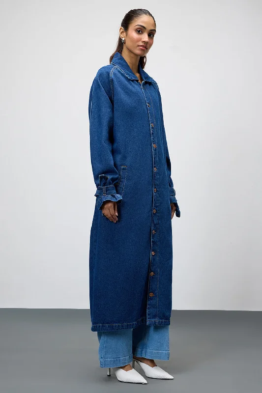 Midnight Majesty Denim Trench Coat