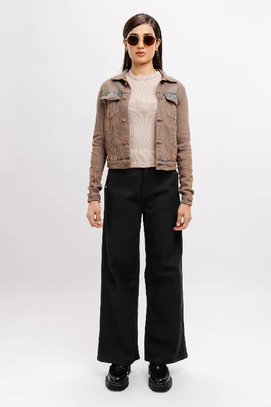 Brown Play Stretch Denim Jacket