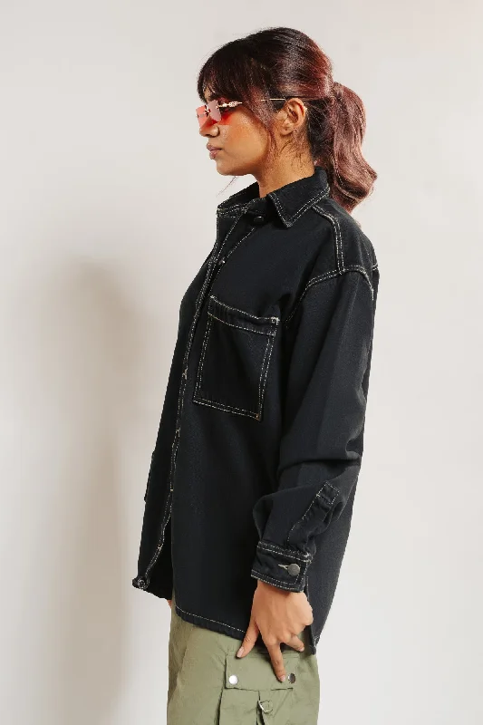 Contrast Oversized Black Jacket