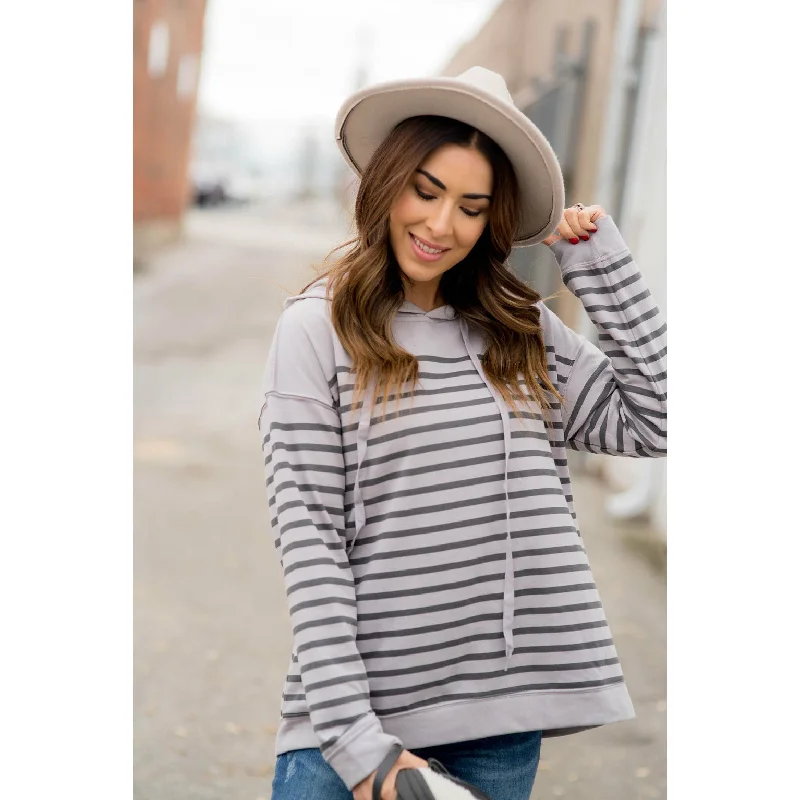 Drawstring Striped Hoodie