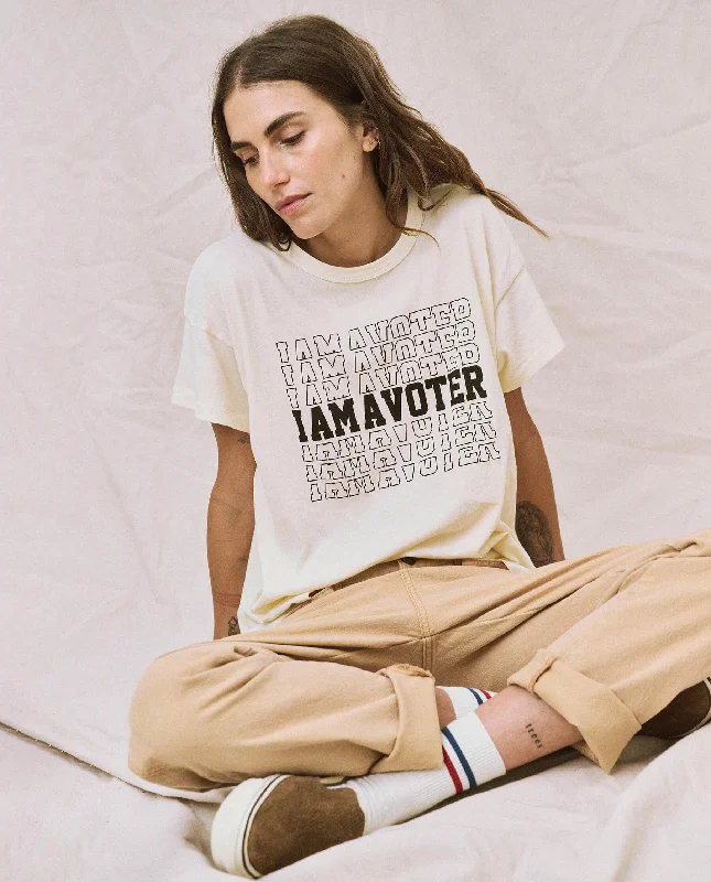 Limited Edition: The I Am A Voter Boxy Crew. -- Washed White