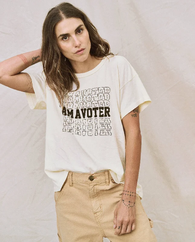 Limited Edition: The I Am A Voter Boxy Crew. -- Washed White