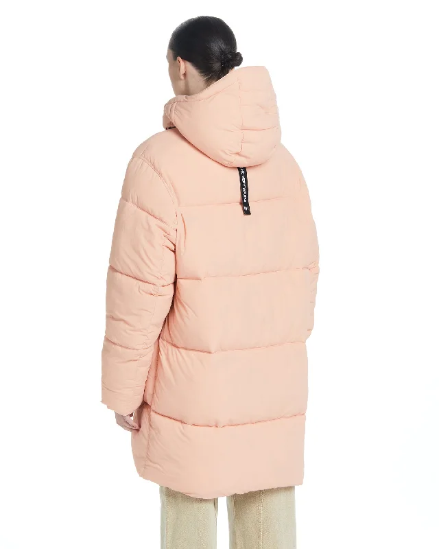 Long Hooded Puffer - Coral Pink