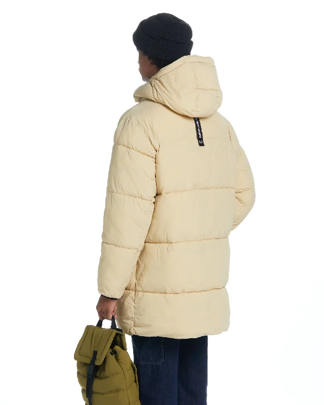 Long Hooded Puffer - Cream