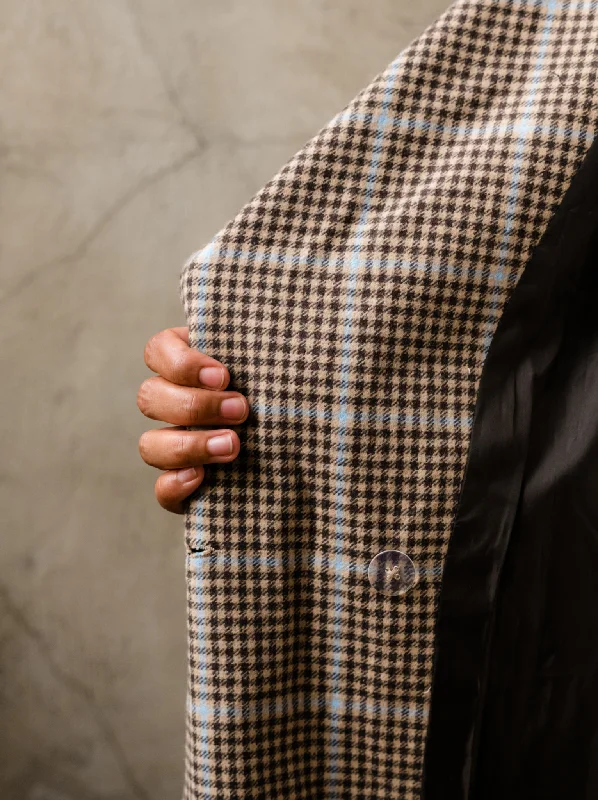 Marie Brushed Plaid Overcoat - Blue/Neutral Plaid