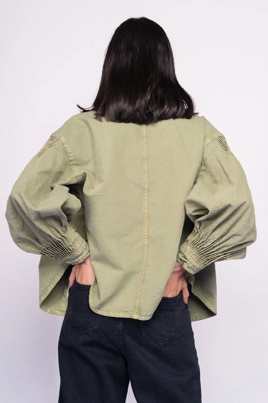 Olive Pleated Shacket