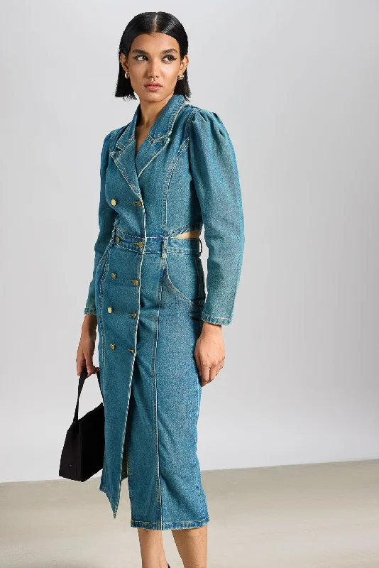 Long Denim Trench Coat