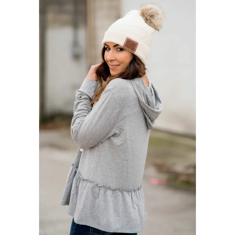 Ruffle Bottom Drawstring Hoodie