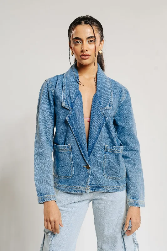 Single Breasted Denim Blazer