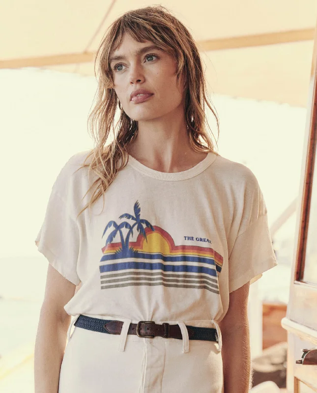 The Boxy Crew. Graphic -- Washed White with Sunset Graphic