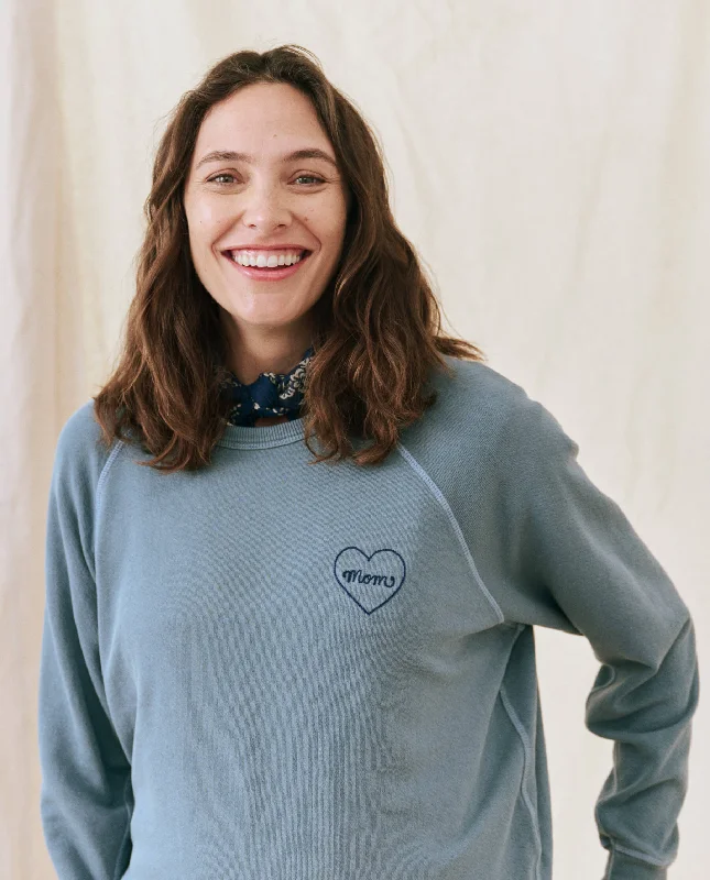 The Mom Embroidered College Sweatshirt. -- Gaucho Blue with Navy