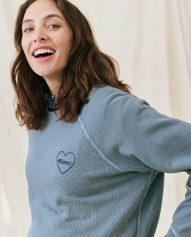 The Mom Embroidered College Sweatshirt. -- Gaucho Blue with Navy