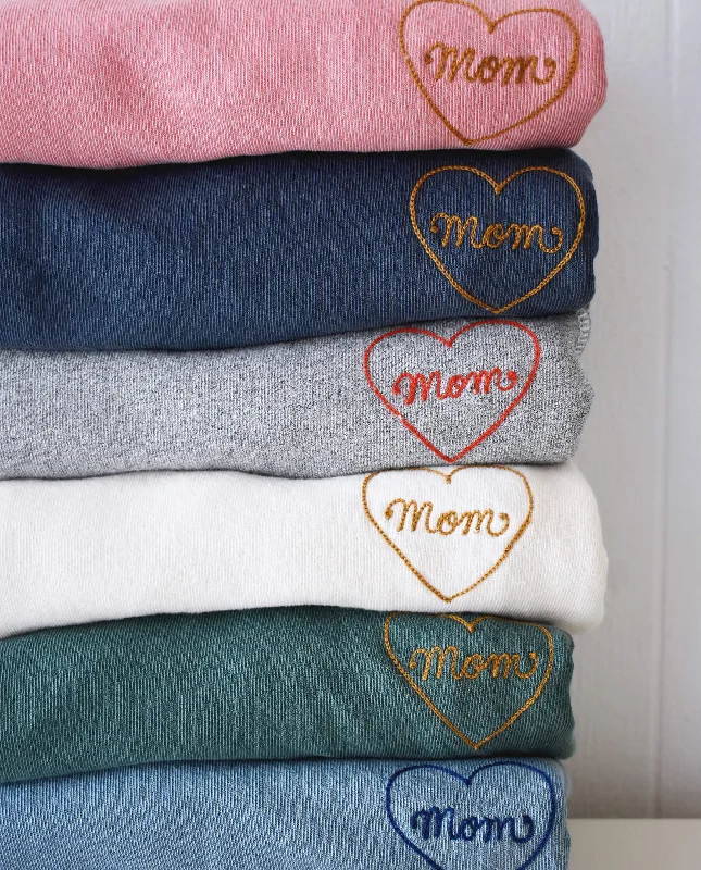 The Mom Embroidered College Sweatshirt. -- Gaucho Blue with Navy