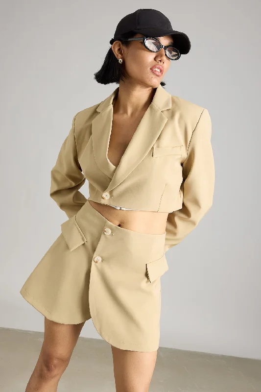 Beige Cropped Blazer