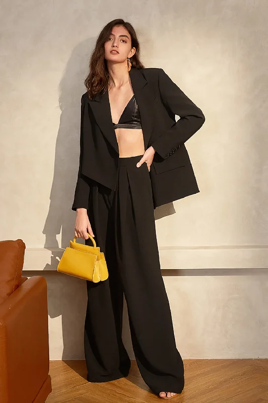 Black Asymmetrical Oversized Prom Blazer For Women