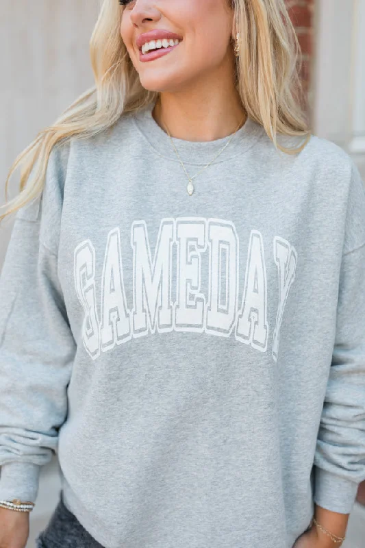 Gameday Block Grey Oversized Graphic Sweatshirt