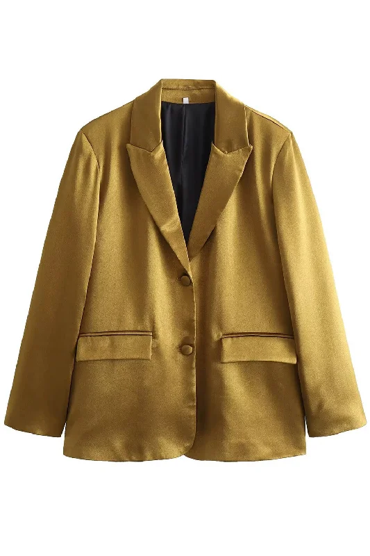 Golden Long Sleeves Women Blazer