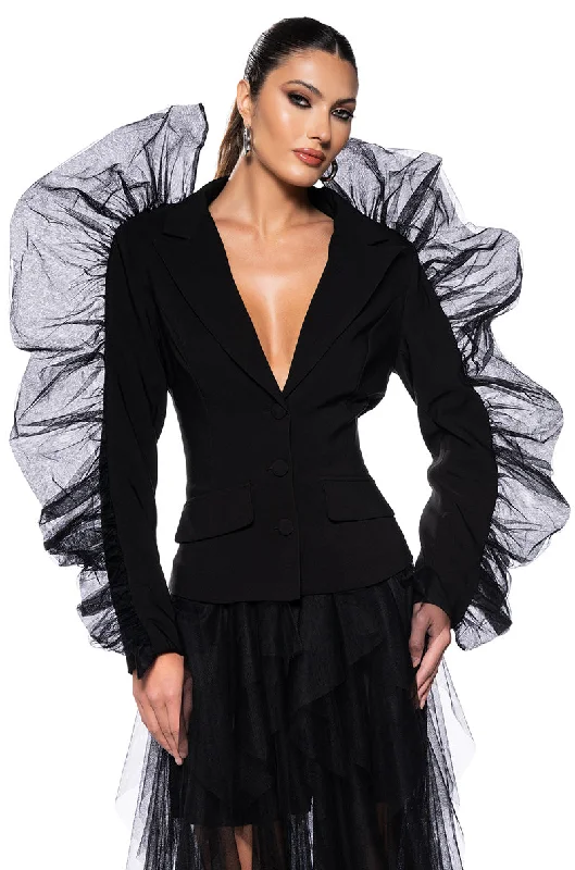 HOLIDAY CHEER TULLE EMBELLISHED BLAZER