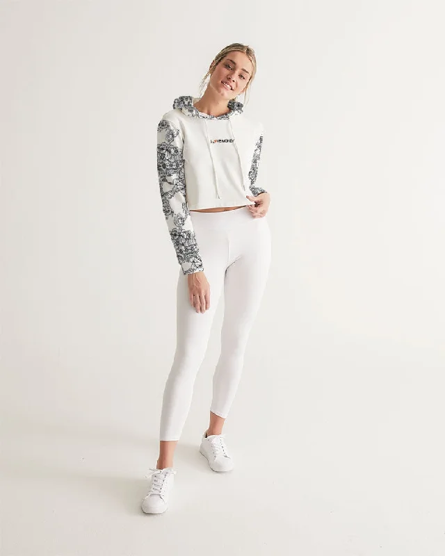 Hot Girl LOVE MONEY Women's All-Over Print Cropped Hoodie