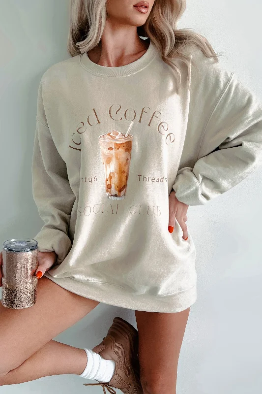 I'll Take An Ice Coffee Graphic Sweatshirt (Sand)