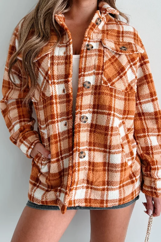 It's Always About You Plaid Fleece Shacket (Clay)