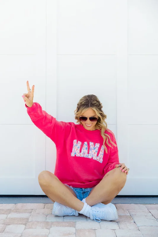 Mama Floral Hot Pink Oversized Graphic Sweatshirt Tori X Pink Lily