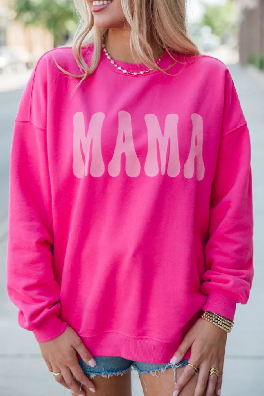 Mama Pink Hot Pink Oversized Graphic Sweatshirt