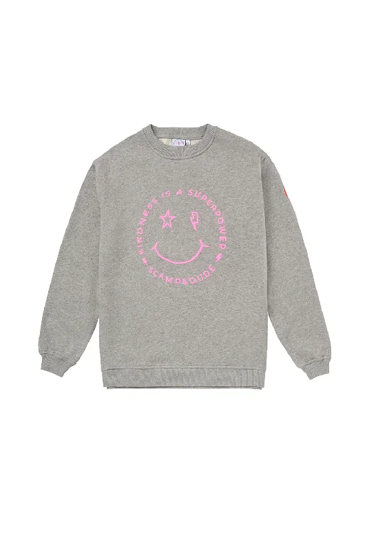 Grey Marl Smiley Face Oversized Sweatshirt