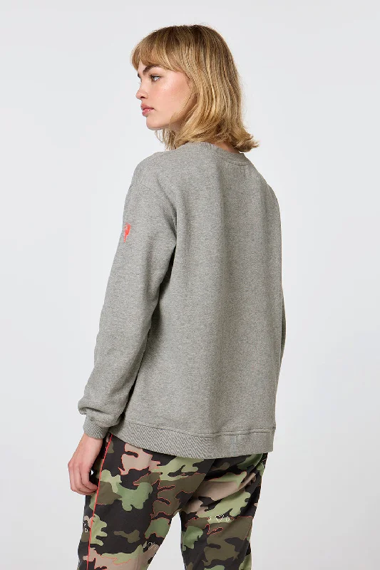 Grey Marl Smiley Face Oversized Sweatshirt