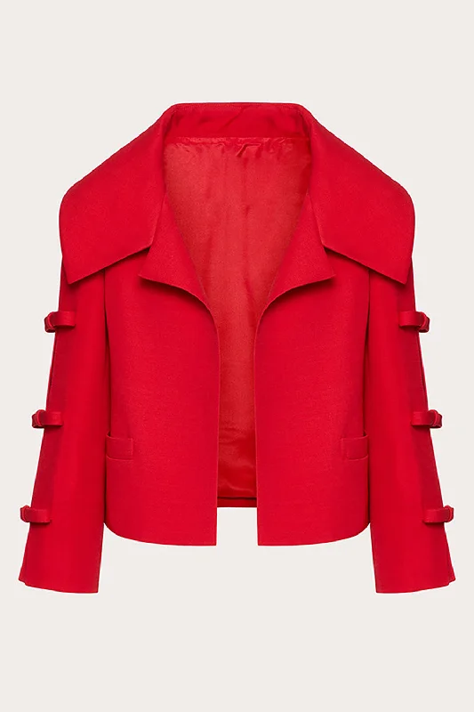 Red Peak Lapel Women Party Blazer